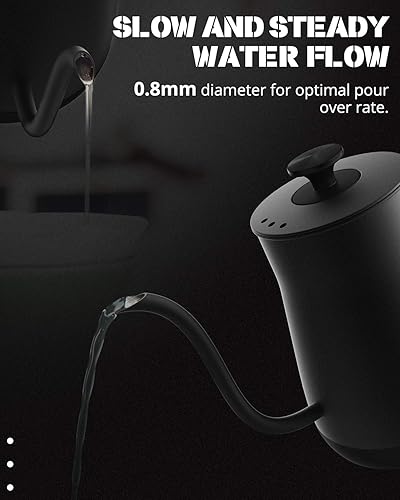 Miniatura 6 de Hervidor eléctrico, hervidor de cuello de cisne con apagado automático, hervidor eléctrico pequeño de 0.8 L, boquilla precisa diseñada para té de