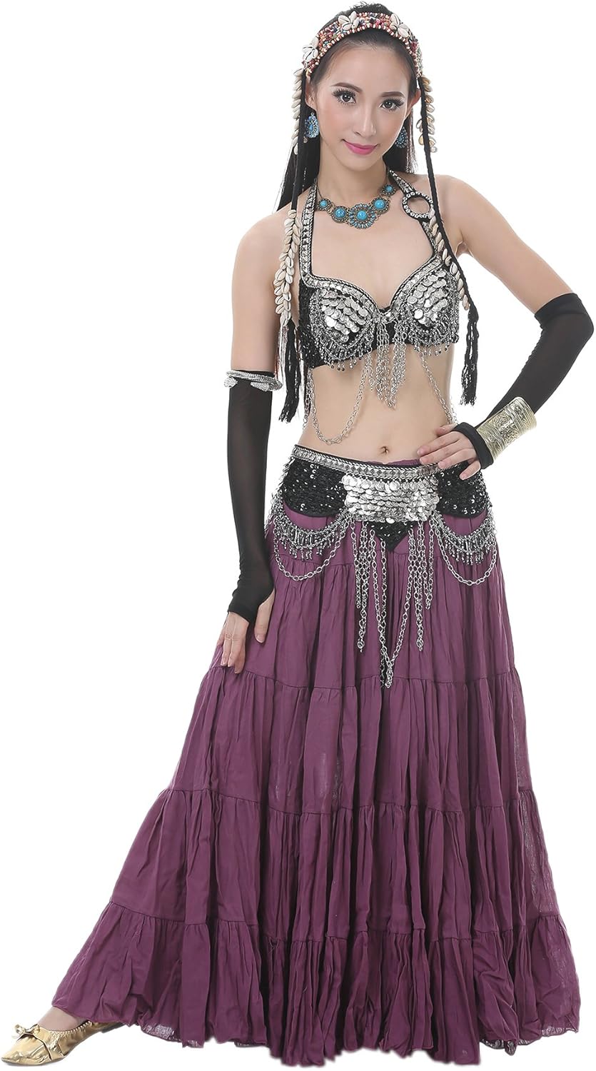 Astage Woman Belly Dance Full Circle Maxi Trible Skirts Linen Bohe Dress
