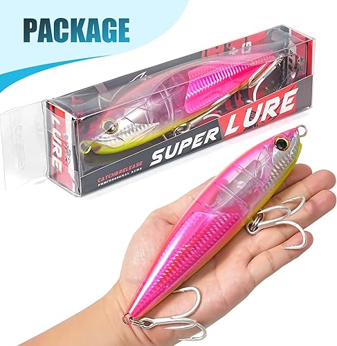 Miniatura 5 de Tuata Señuelos de pesca de atún Stickbait Agua Salada Trolling Señuelos Flotante Lápiz Offshore 6.890 in 3.17 oz con Gancho BKK