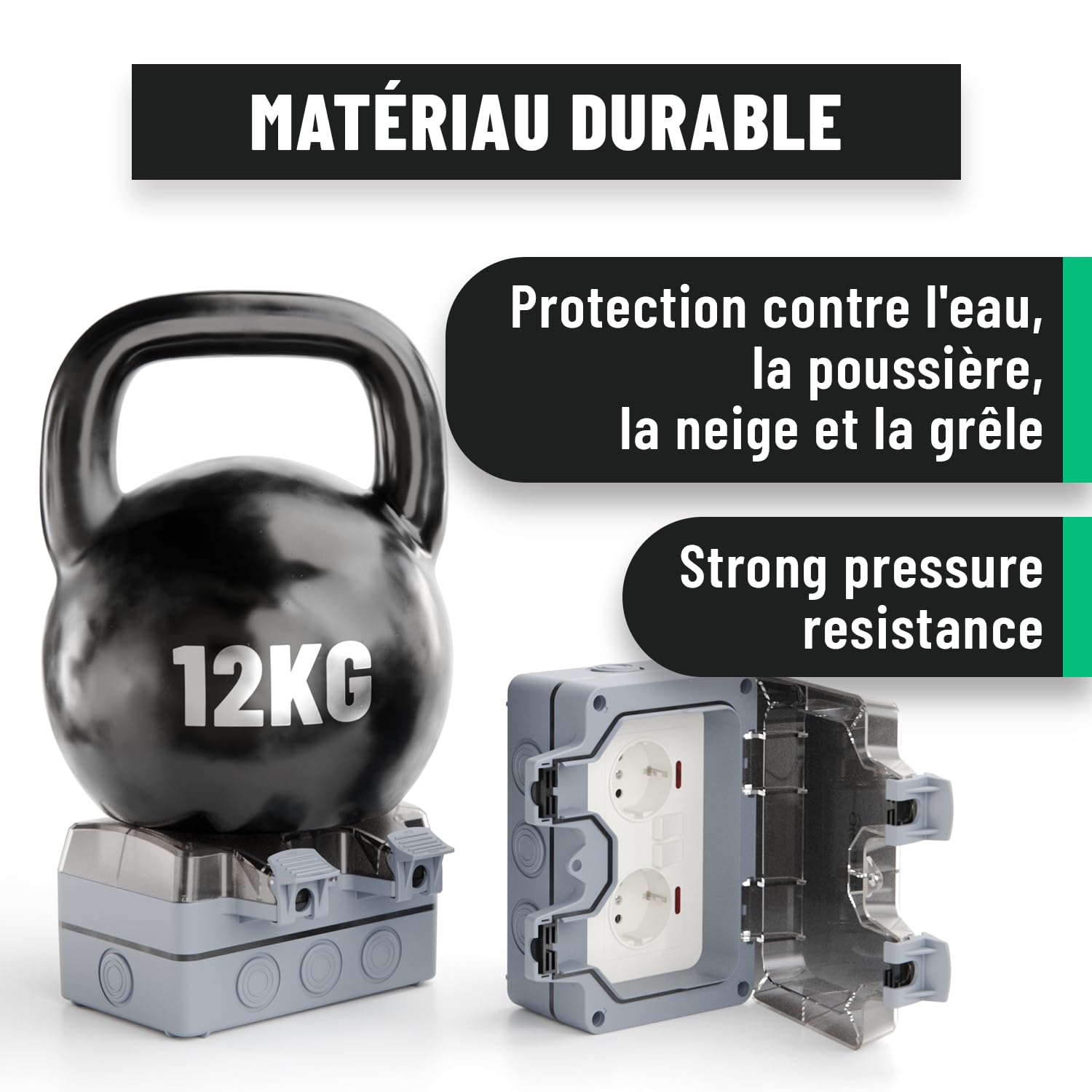 greate double interupteur electrique exterieure verrouillable et étanche | Lot de 4 - IP66 Protection - multi prise exterieure étanche double - multiprise etanche exterieur