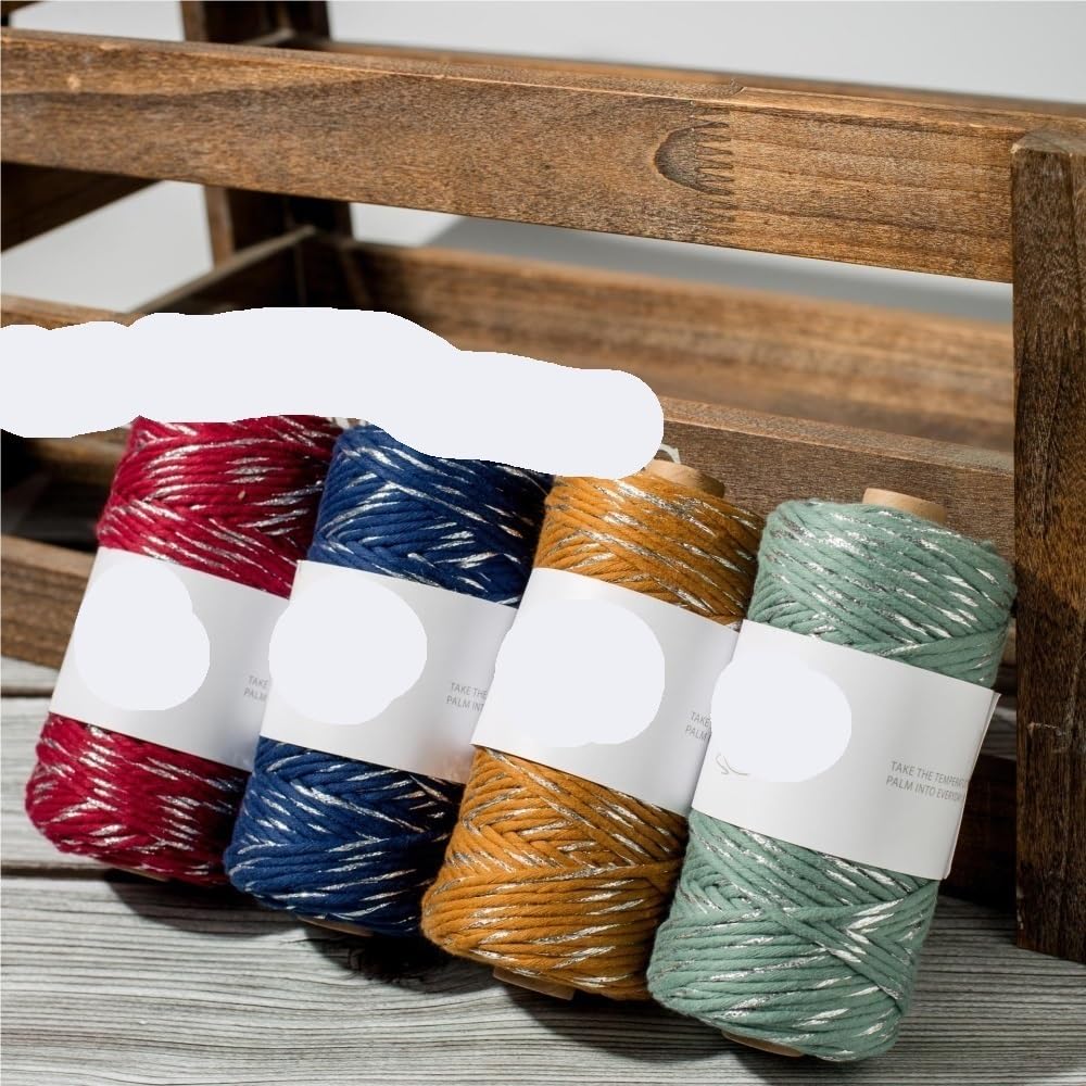 Fil de coton doré 300 g 3 mm – Corde épaisse en macramé for le tricot et l'artisanat à la main(None)