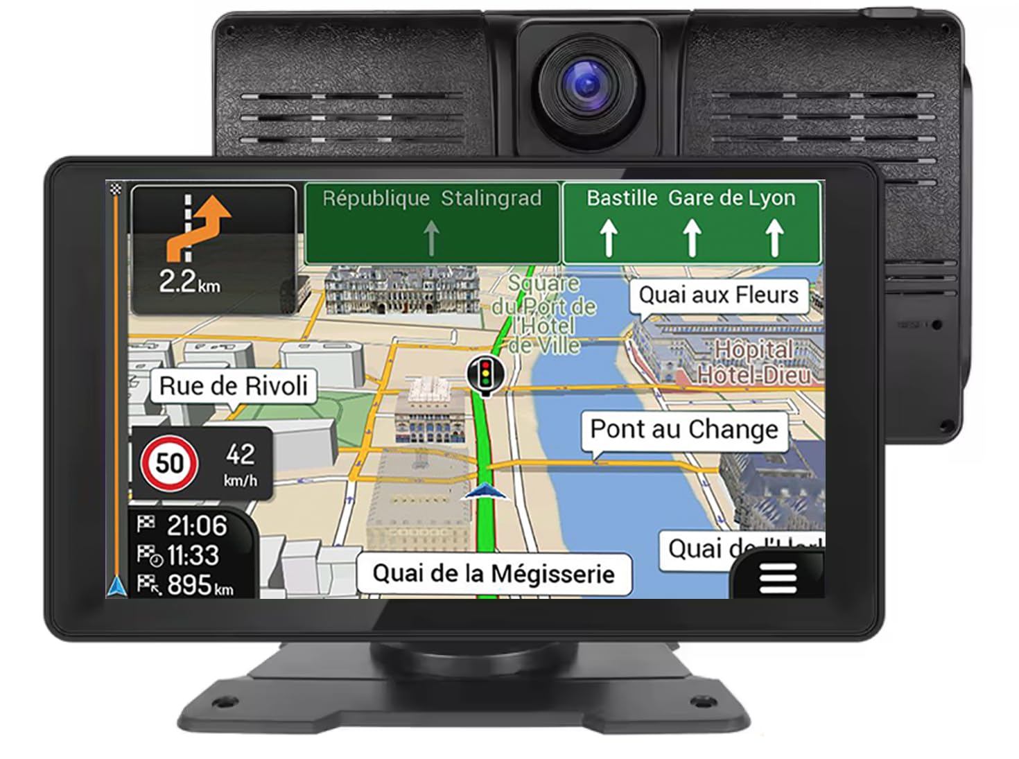 GPS Camping Car 9 Pouces NaviPro DVR, Dashcam - Caméra de Route intégrée, Europe + Maroc, Aires De Camping - Mise A Jour Gratuite A Vie