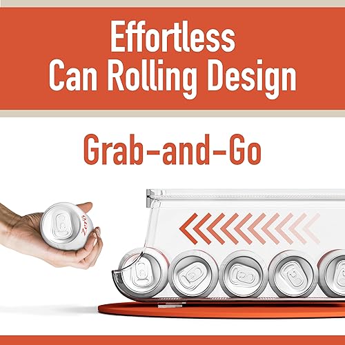 Miniatura 3 de Juego de 2 organizadores apilables de latas de bebidas para refrigerador, congelador, cocina, encimeras, gabinetes, soporte para refrescos para