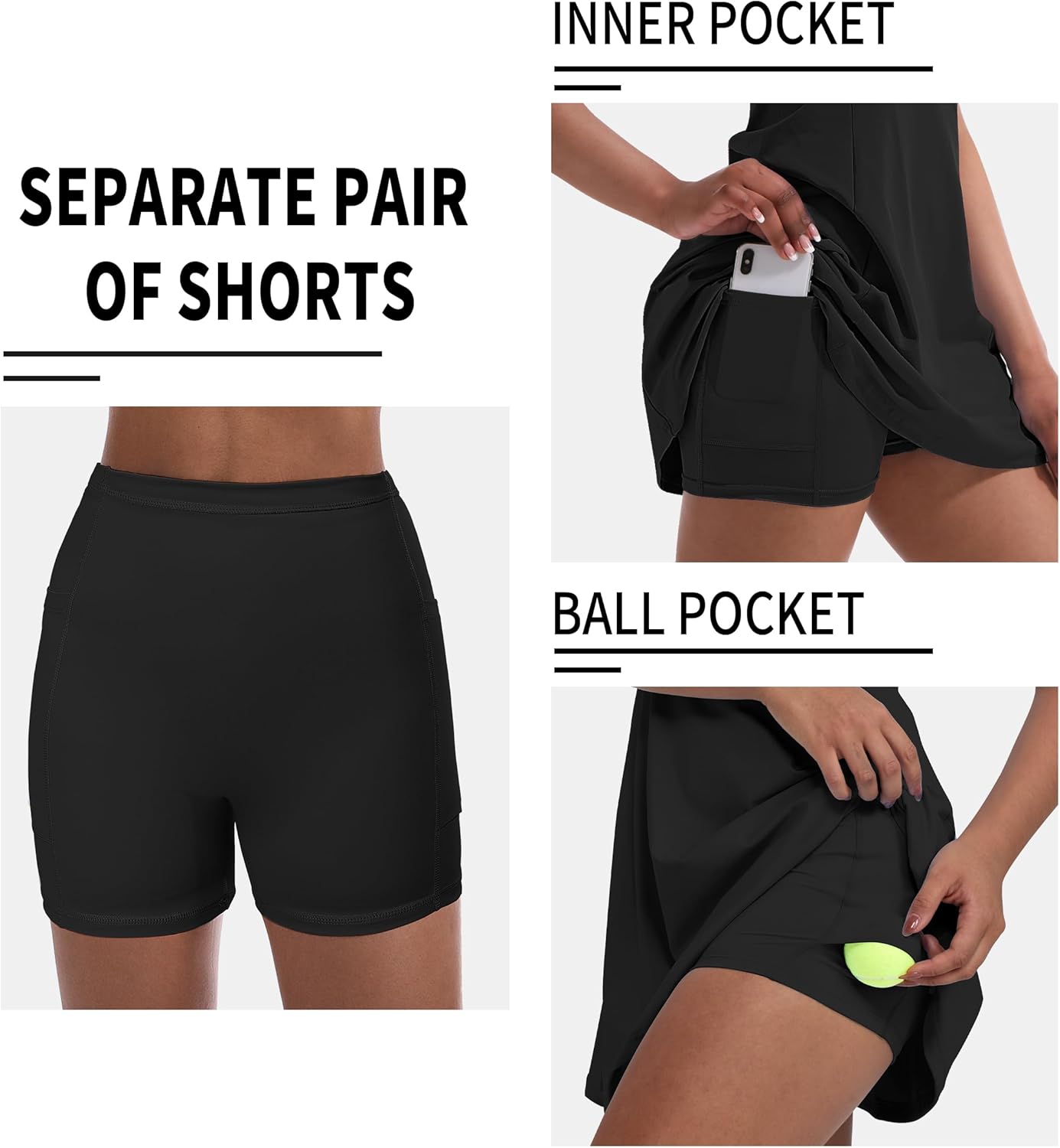 Tennis Dress for Women, Tennis Golf Dresses with Built in Shorts and Pockets for Sleeveless Workout Athletic Dresses - Image 4