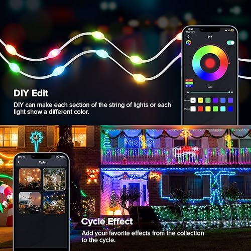 Miniatura 6 de SEZO Luces de hadas de Navidad que cambian de color WS2812B IC 16.4FT5M 33LEDs impermeables RGB IC sincronización de música USB LED parpadeantes