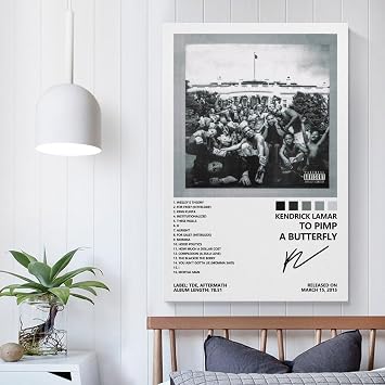 CHAUE Kendrick Poster Lamar to Pimp A Butterfly Album Cover Poster for Bedroom Aesthetic Canvas Art Wall Decor 12x18inch(30x45cm)