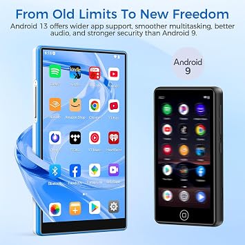 96GB MP3 Player with Bluetooth and WiFi, Android Spotify Music Player for Pandora, Amazon Music, Audible. 5 Touchscreen, Speaker, Supports Play Store,Up to 512GB
