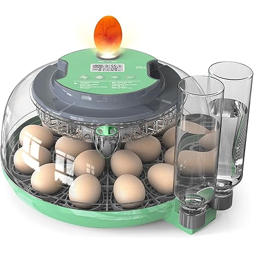 18 Egg Incubator, Automatic Egg Turning and Humidity Control, Incubators for Hatching Eggs, 2 Size Egg Trays with Egg Candler Temperature Control Hatching Chicken Quail Duck Turkey Goose