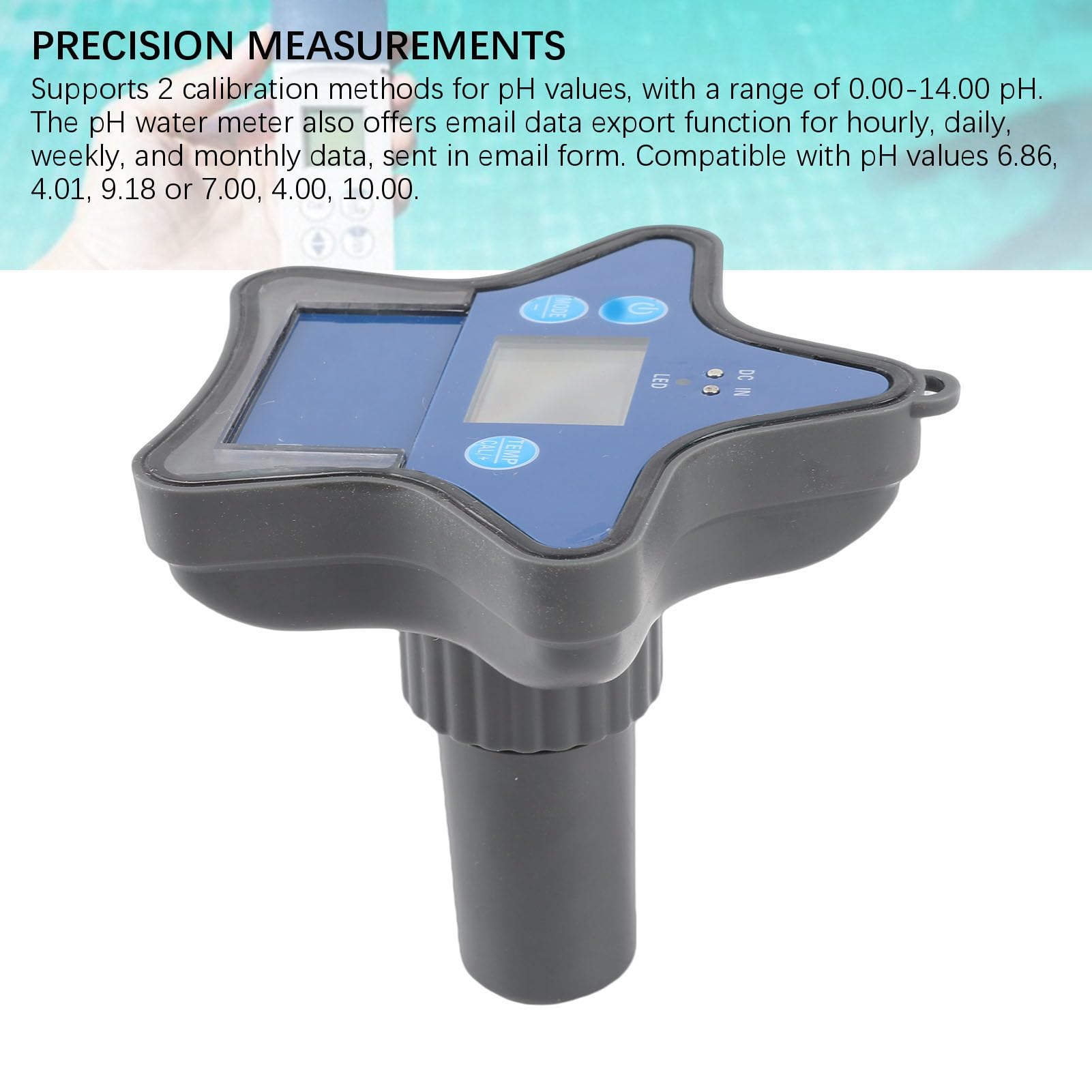 Aramox Medidor de Calidad del Agua de Piscina Bluetooth, Probador Inteligente Flotante con PH y Rango de Temperatura de 32°F a 122°F para Acuarios e Hidroponía