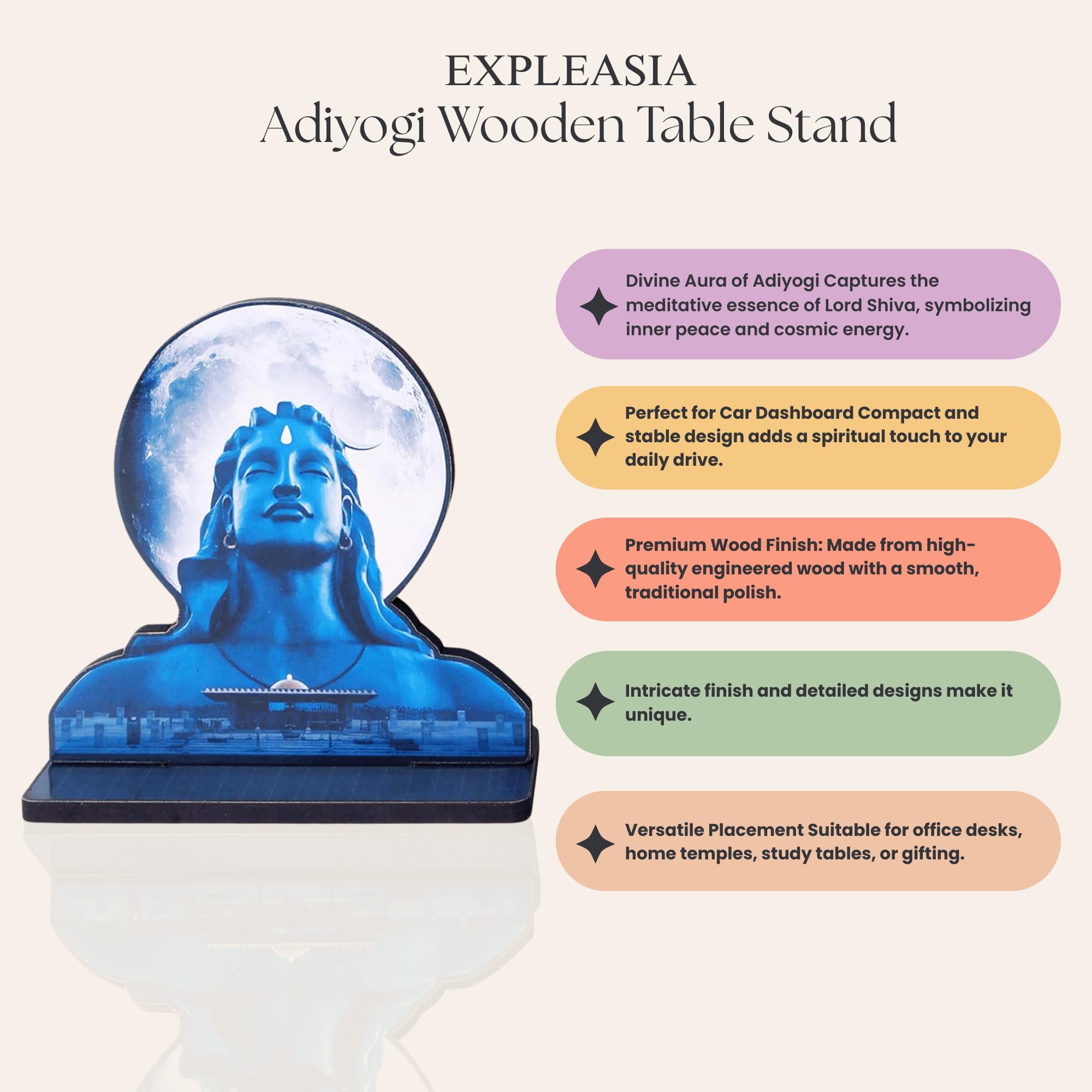 EXPLEASIA Divine Adiyogi God Figure Table Stand for Car deshboard, Office Table and Home Temple, Gift Item | Desk| Gift Item - Image 6 thumbnail