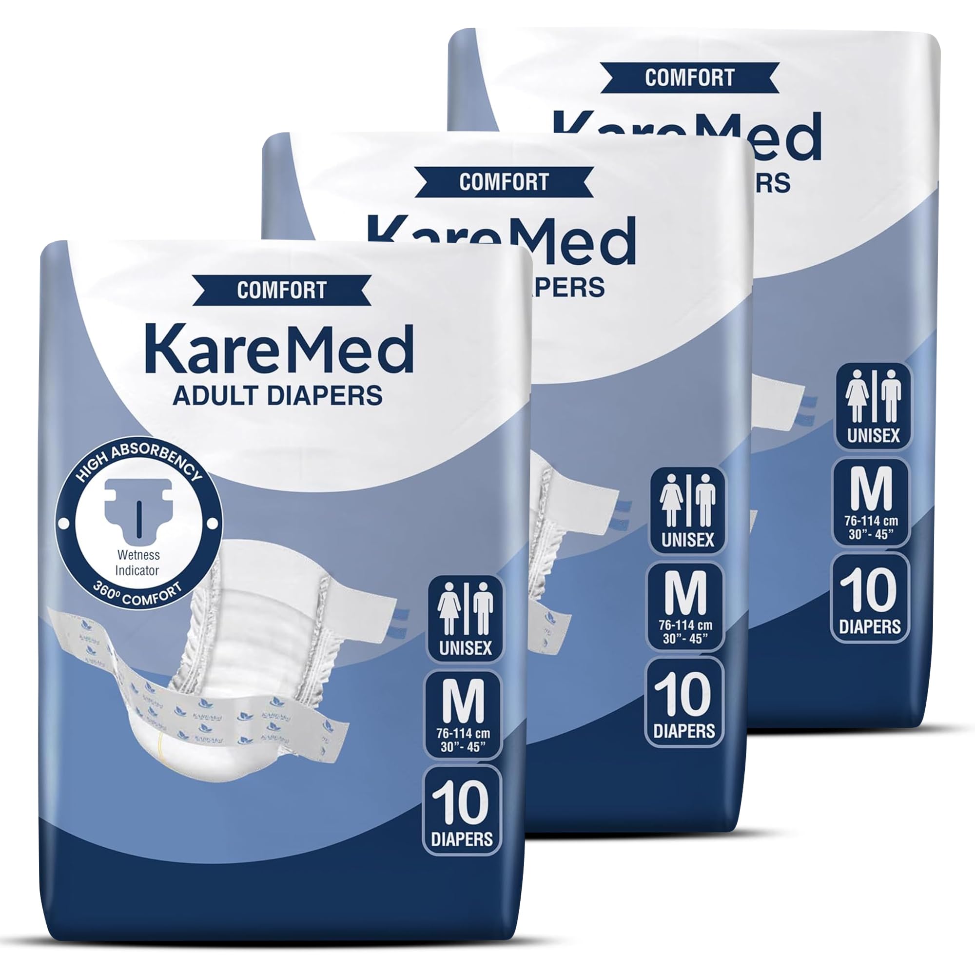 KareMed Comfort Adult Diapers, Medium, Waist Size 76-114 Cm (30"-45"), Tape Style, Unisex, High Absorbency, Leak Proof, Wetness Indicator, Pack of 3, 30 Count (B0DCBRG4LC) Amazon Price History, Amazon Price Tracker
