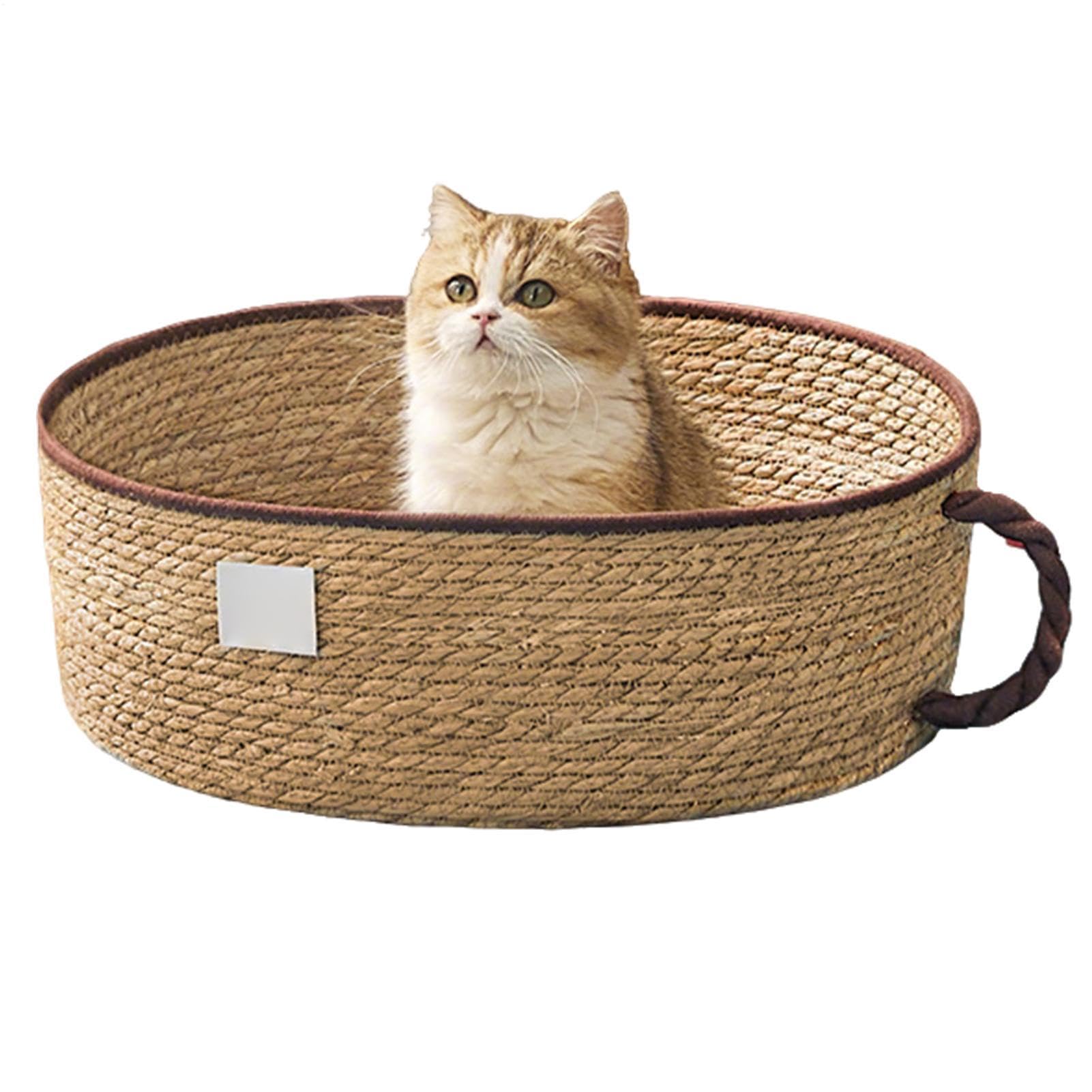 Cesta per gatti – traspirante – cuccia per gatti – in corda di cotone intrecciata – per comodino, soggiorno, ufficio, tavolo, finestra angolare