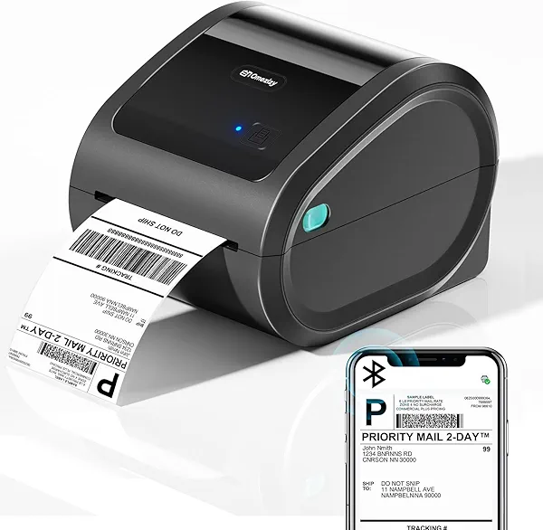 Omezizy Bluetooth Thermal Label Printer 4x6 - D520BT Thermal Shipping Label Printer for Small Business, Wireless Label Printer with Built-in Label Holder, Compatible with USPS, Shopify