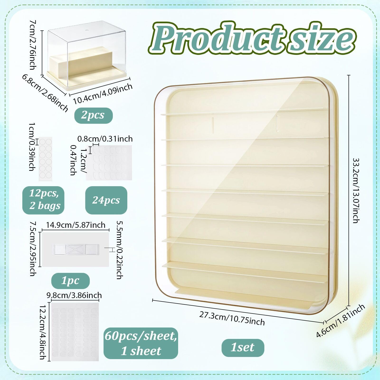 Espositore per statuette, da parete e da scrivania, 3 pezzi | Vetrina multi mini figure, organizer trasparente antipolvere per oggetti da collezione, action figure e pietra, con adesivi