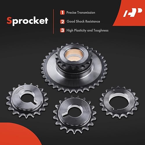 Miniatura 5 de A-Premium Kit de cadena de distribución del motor con riel guía y piñón tensor y tensor más compatible con DOHC, 4 cilindros 2.4 L, KA24DE