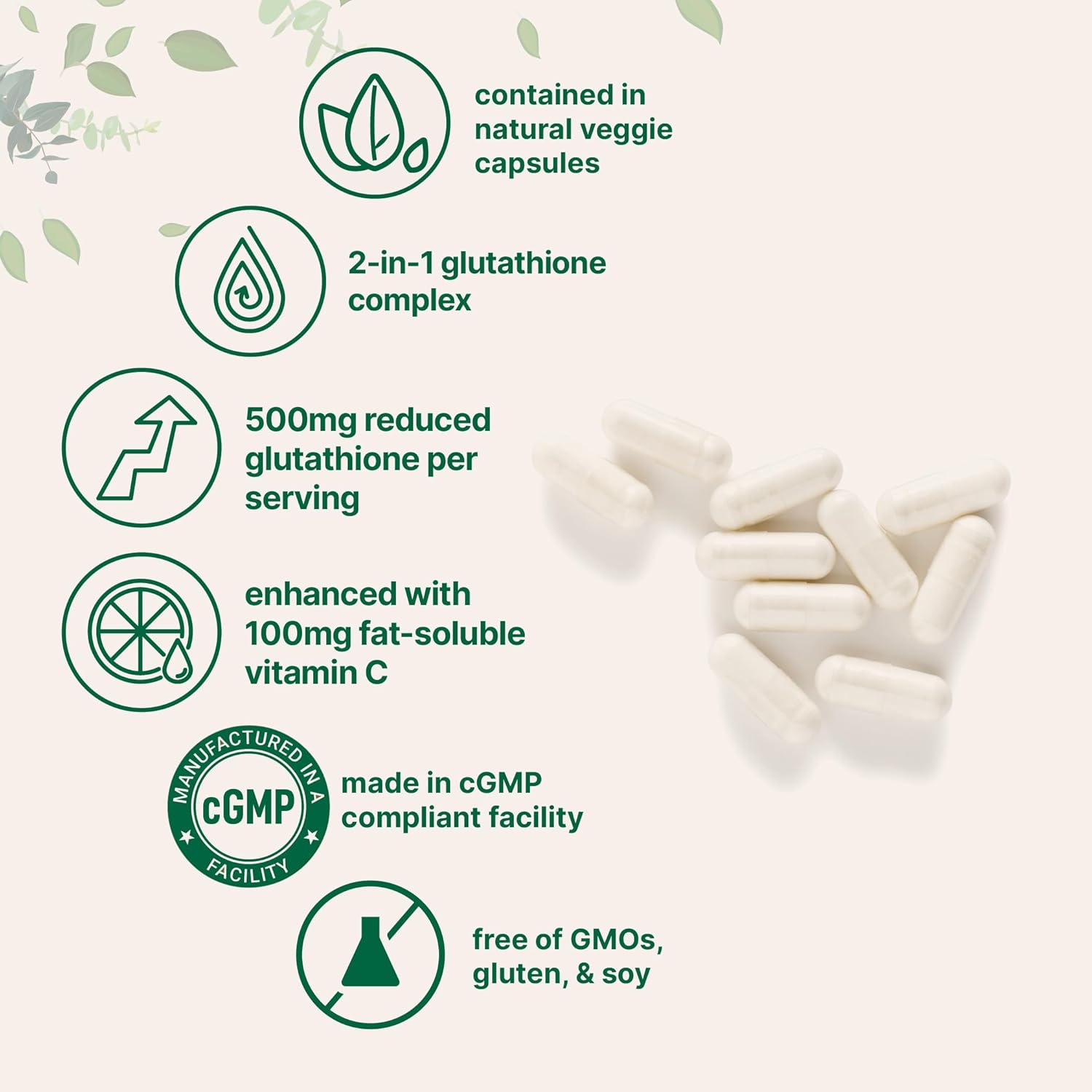 Micro Ingredients Glutathione 500mg with 100mg Vitamin C Supplement, 240 Veggie Capsules | Reduced Glutathione + Fat Soluble Ascorbyl Palmitate Complex | Non-GMO, Filler Free - Image 3