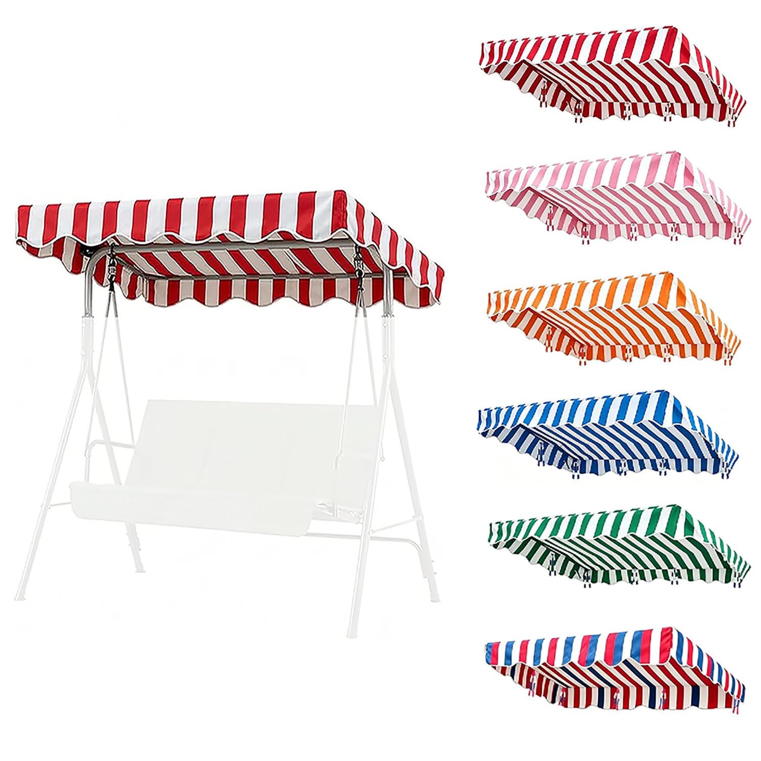 YCXHGK Striped Swing Canopy Replacement Cover 2/3 Seater, 63×43.3in 76.8×45.3in Garden Hammock Chair Top Cover Shade, Striped Porch Swing Top Cloth(Red,190x120cm/74.8x47.2in)