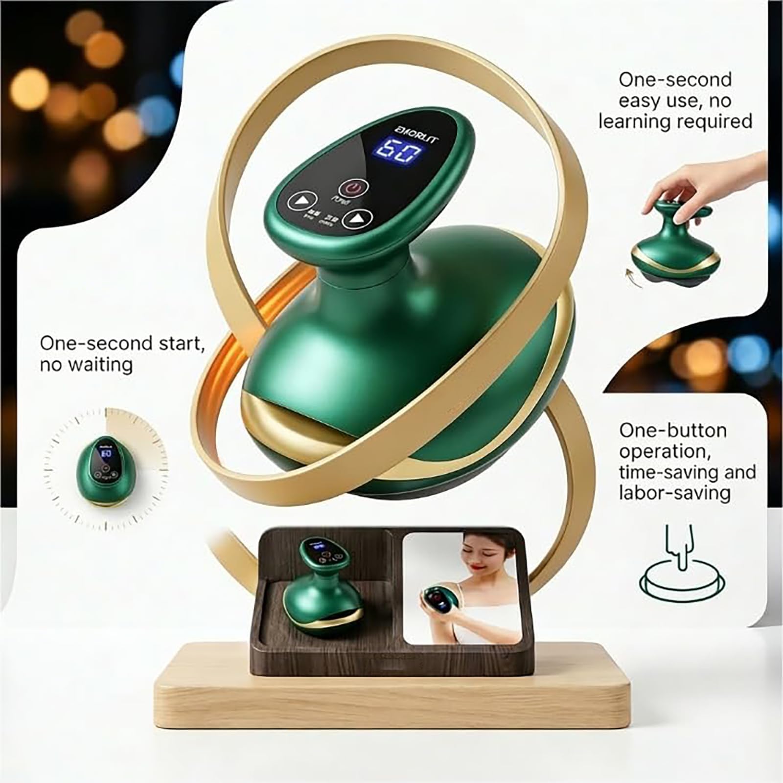 Anti Cellulite Massager, Masajeador eléctrico Gua Sha 4 en 1,9 Suction Levels, Piel Más Firme y Mejor Circulación Sanguínea,para Muslos Abdomen Hombros