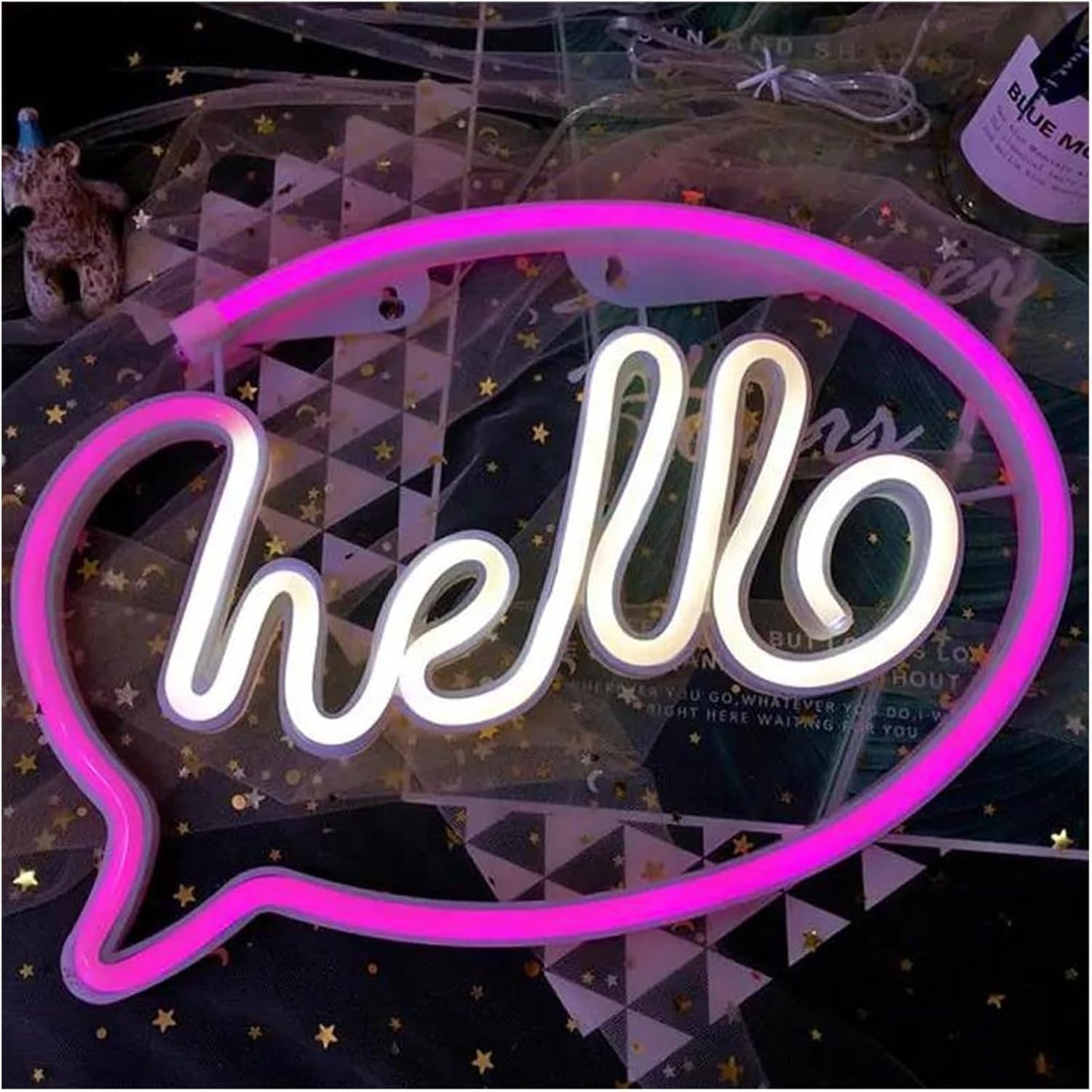 Zynther Neon lamp for LED for Neon Sign Hello for Wall Lights Store Greeting Signs Home Decor Lamp(Neon-3)