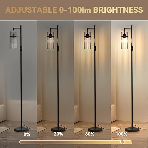 Miniatura 3 de Lámparas de pie industriales para sala de estar, lámpara de pie regulable, lámparas de pie modernas con pantalla de cristal, interruptor giratorio,