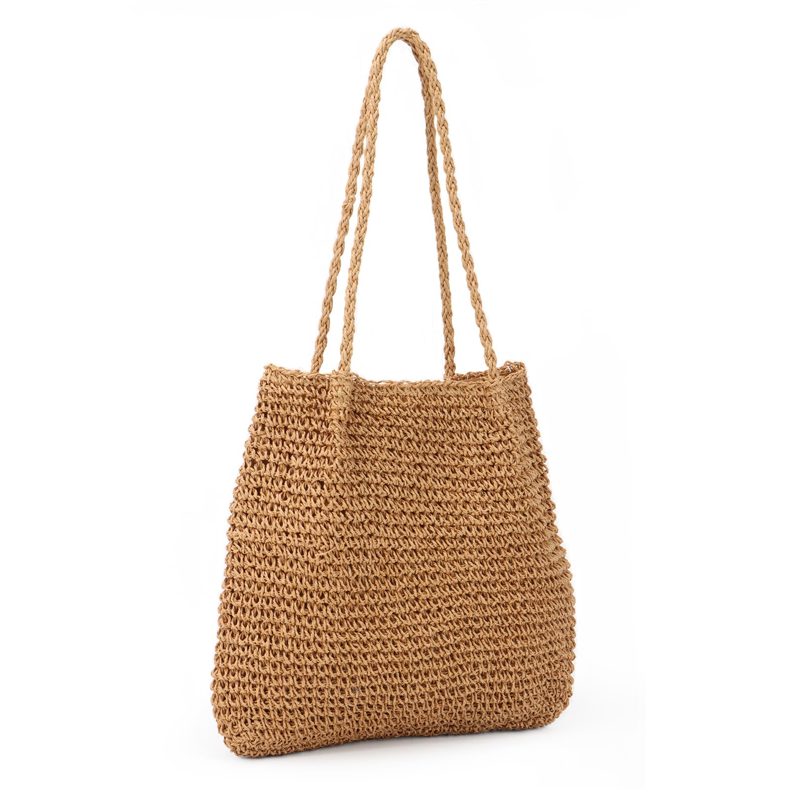 Jywmsc Bolsos de Playa de Paja para Mujer, Bolso de Mano Tejido de Verano, Bolso de Playa Grande para Vacaciones