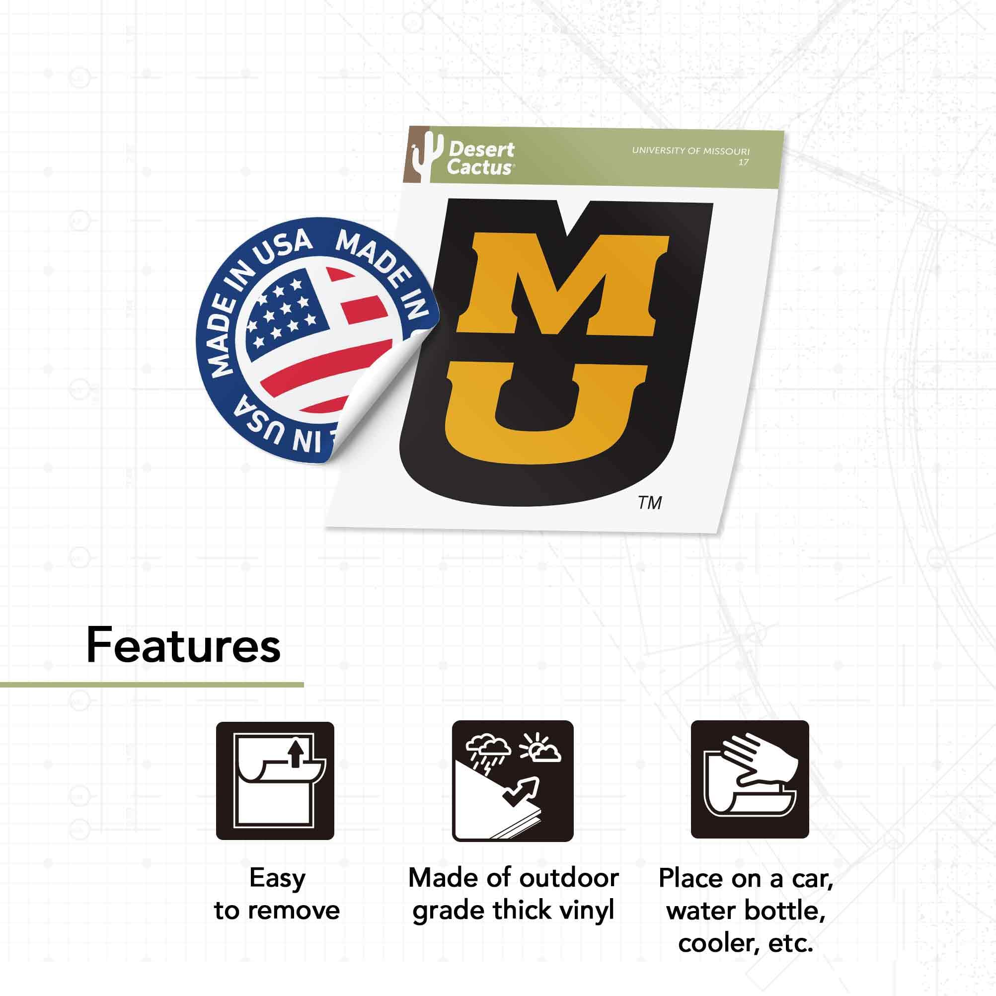 University Of Missouri NCAA Sticker Sheet - Vinyl Decals For Laptop, Water Bottle, Car (Multiple Sizes)