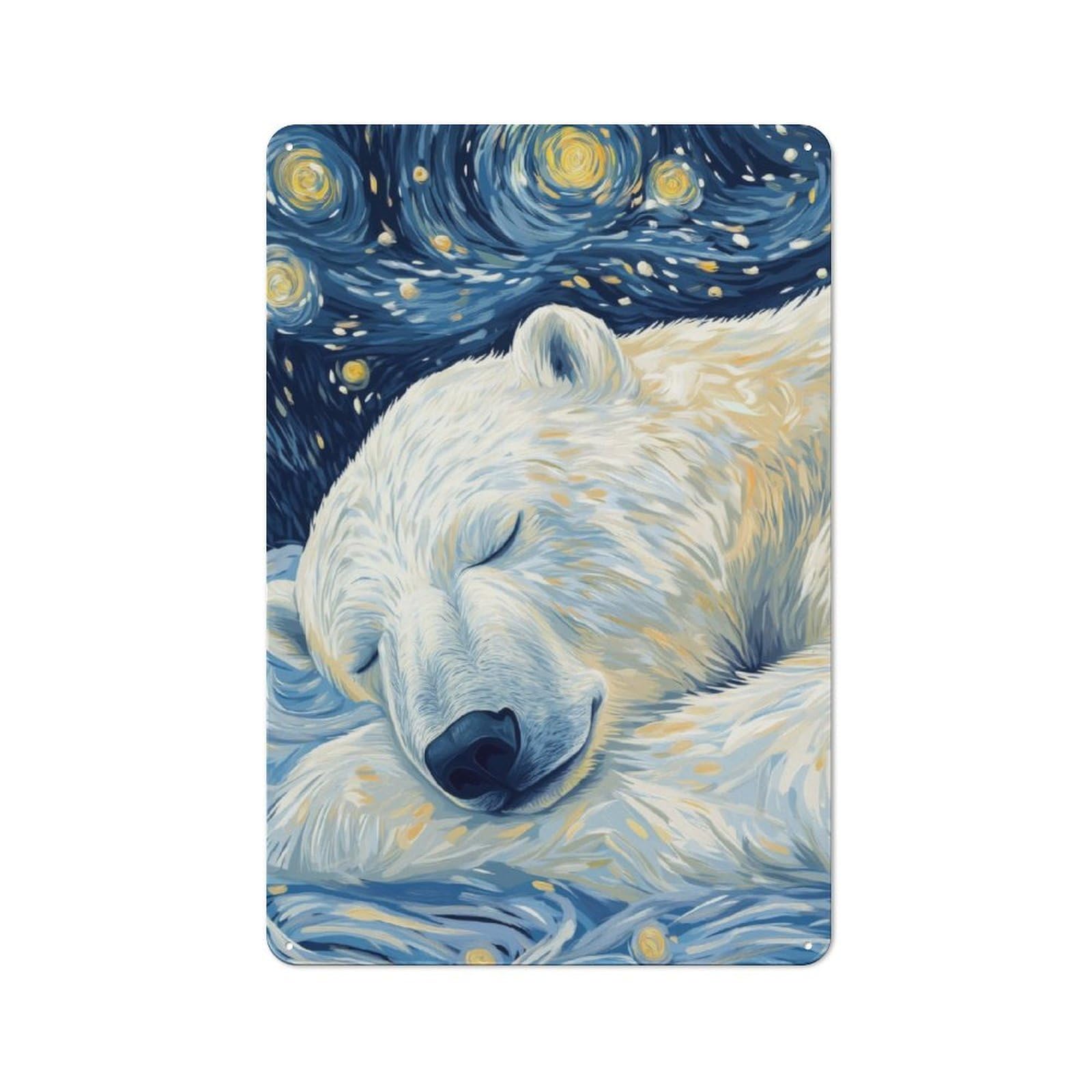 Junmoney Polar Bear Starry Night Vintage Tin Sign 30X20cm With For Man Cave Or Games Room, Suited To Wall Displays In Games Rooms And Man Caves