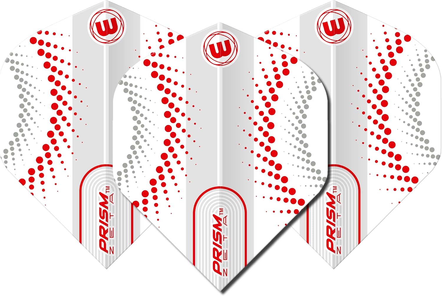 Winmau Prism Zeta Red Circles Design Dart Flights - 10 Sets per Pack (30 Dart Flights in Total)