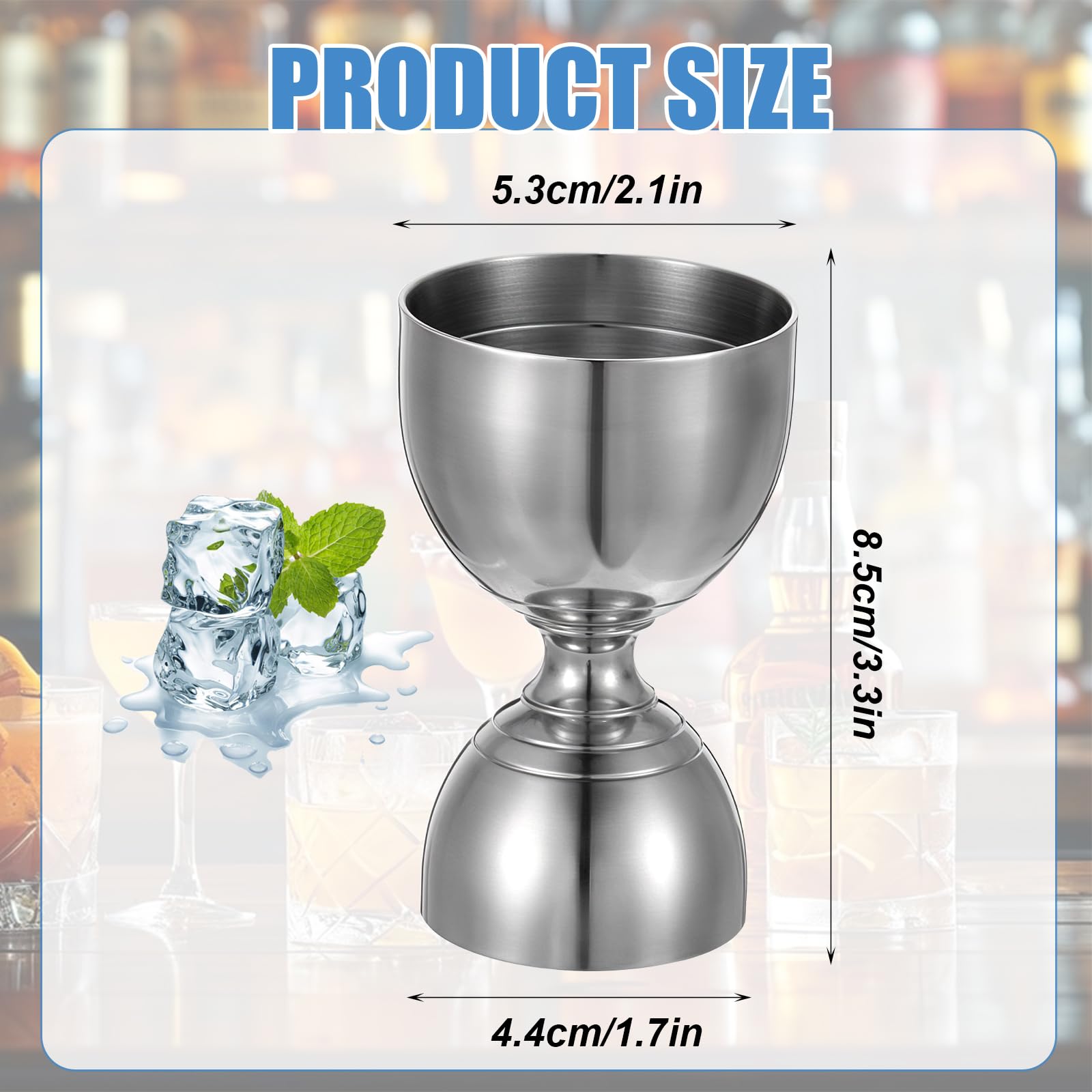 Cocktail Measuring Jigger 2 oz 1 oz, Double-Sided Jigger for Bartending, Bell-Shaped Drink Measurer for Cocktails, Stainless Steel Bar Tool Accessories