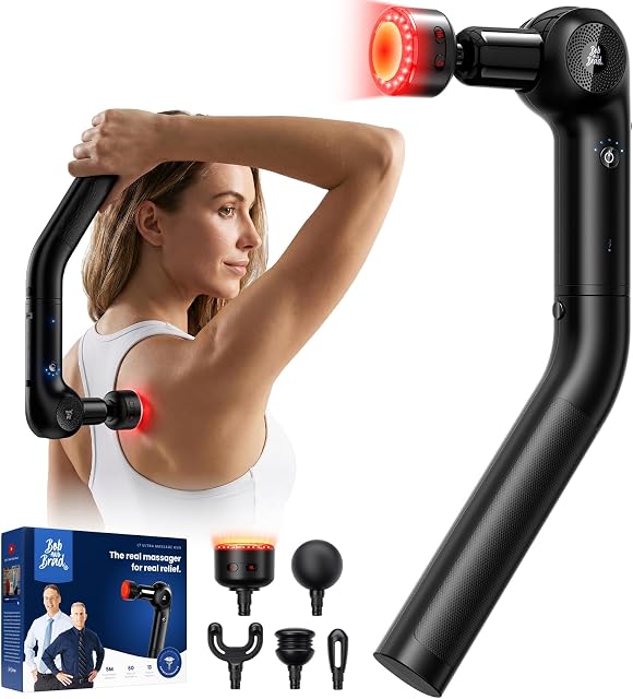 Bob and Brad 2-in-1 Gun de massage avec chaleur & Infrarouge, L7 Ultra Gun masseur arrière avec poignée amovible & Angles réglables pour lombaire & Massaire musculo-squelettique à épaule, tissu profond, Cadeaux idéaux pour hommes Femmes