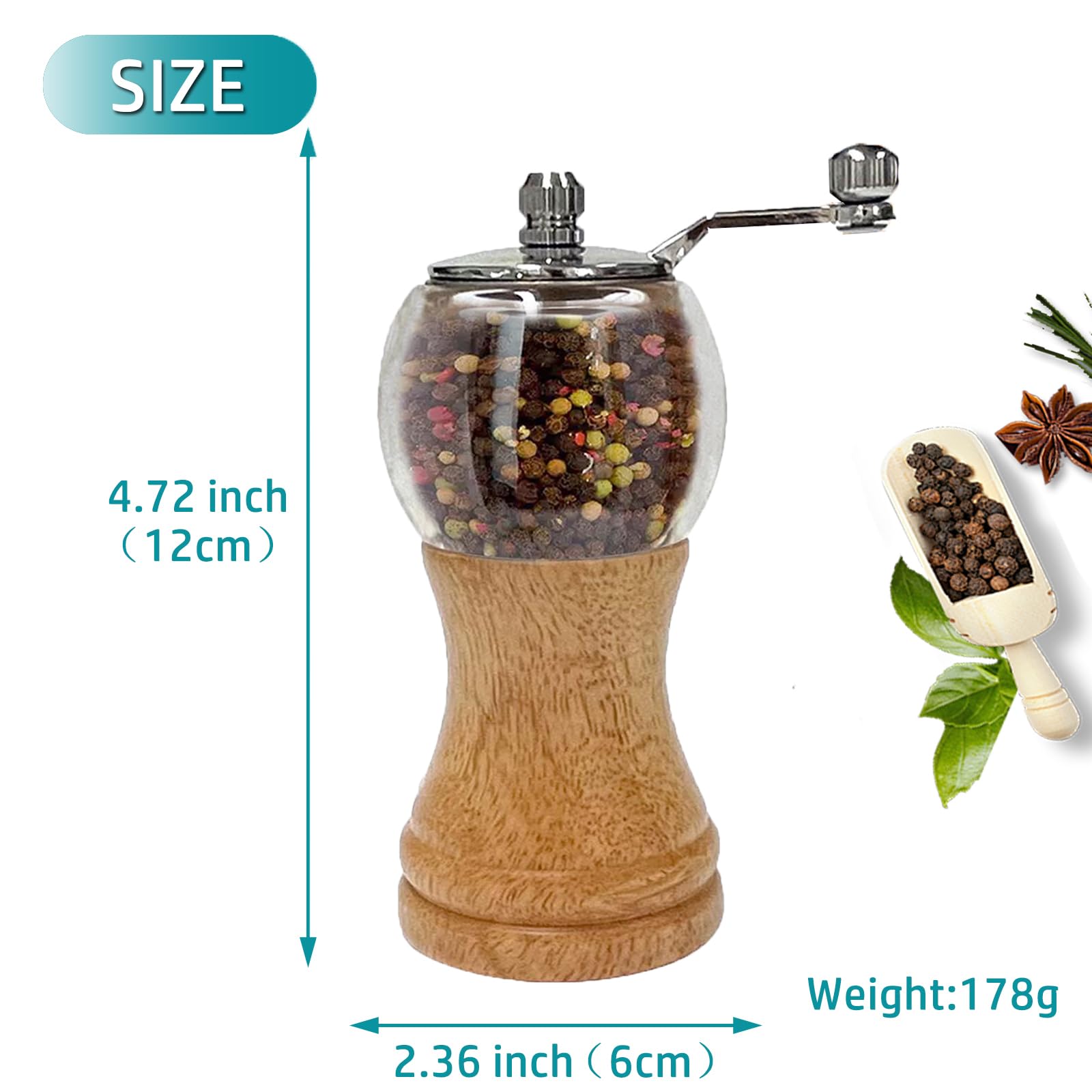 Classic Hand Shake Pepper Mill & Salt Set -2