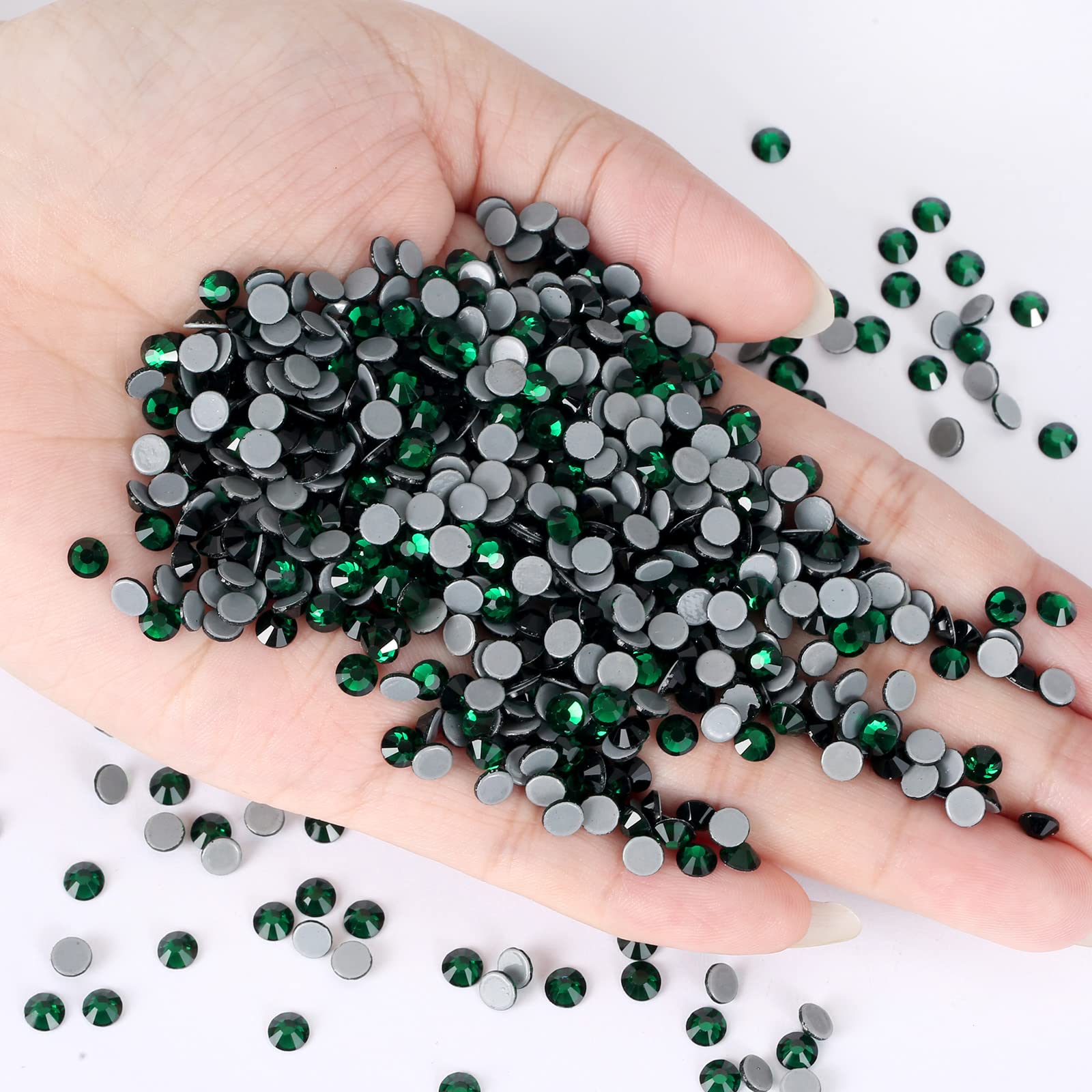 2880 Hotfix Rhinestones, Flatback Glass Round Crystals Gems for Crafts Clothes Shoes Bag DIY Decoration,Emerald,SS10,2.7MM-2.8MM - Image 2