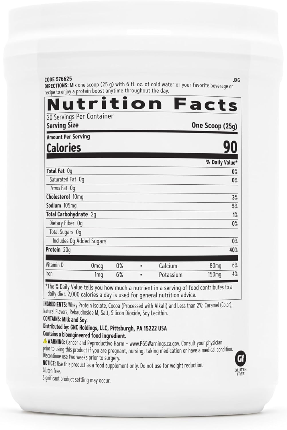GNC Total Lean Zero Sugar Protein - Rich Chocolate (20 Servings)