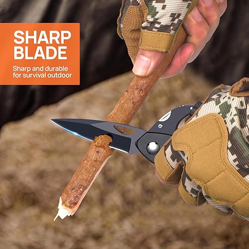 Miniatura 6 de Mosquetón multiherramienta con cuchillo de bolsillo, regalo para hombres, él, papá, marido, multiherramienta 6 en 1 con mosquetón EDC, abridor de