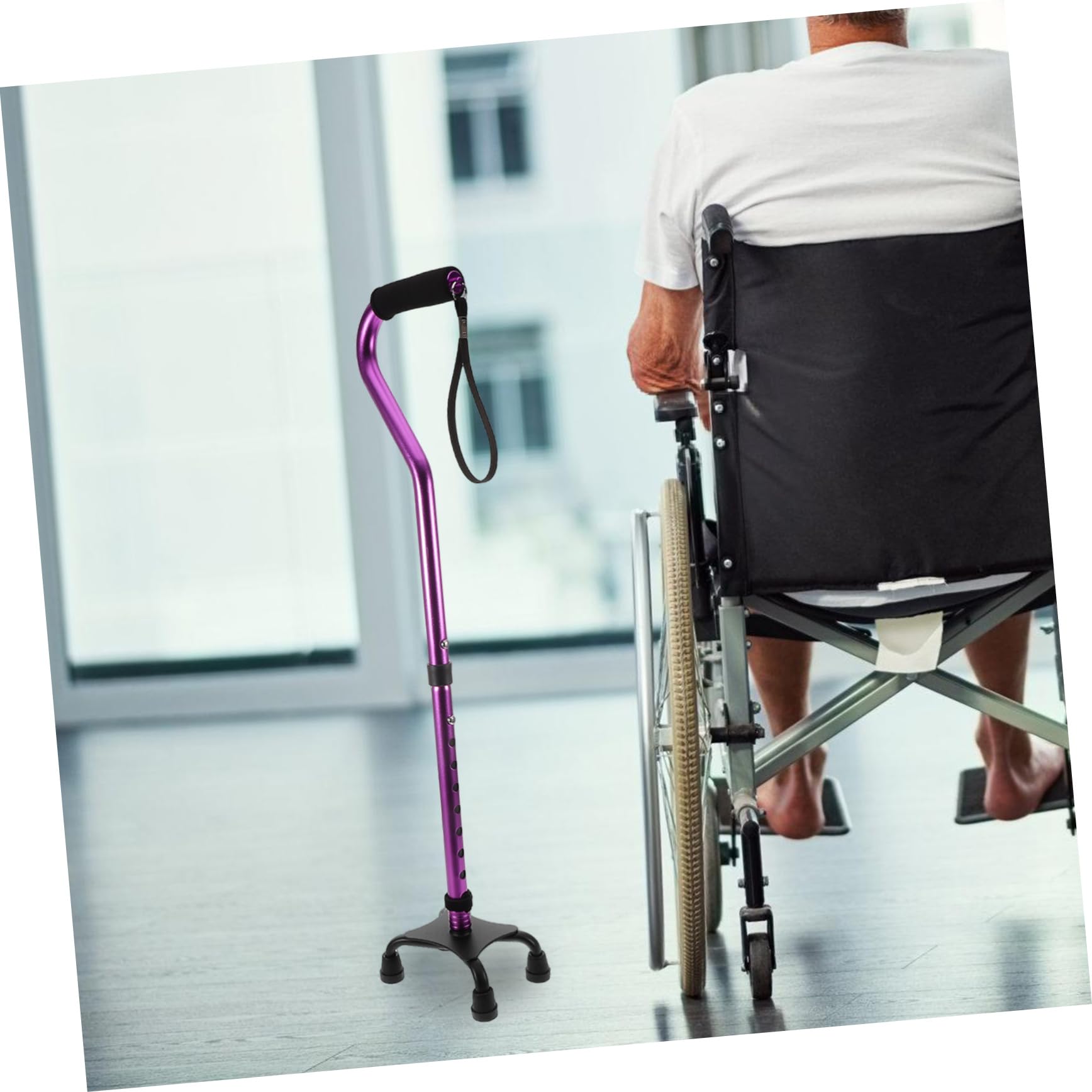Healvian Muletas Bastón con Mango Acolchado Bastón con Soporte para Muñeca Herramientas De Movilidad para Mayores Bastón Ajustable para Mujeres Bastón para Caminar Sin Mango
