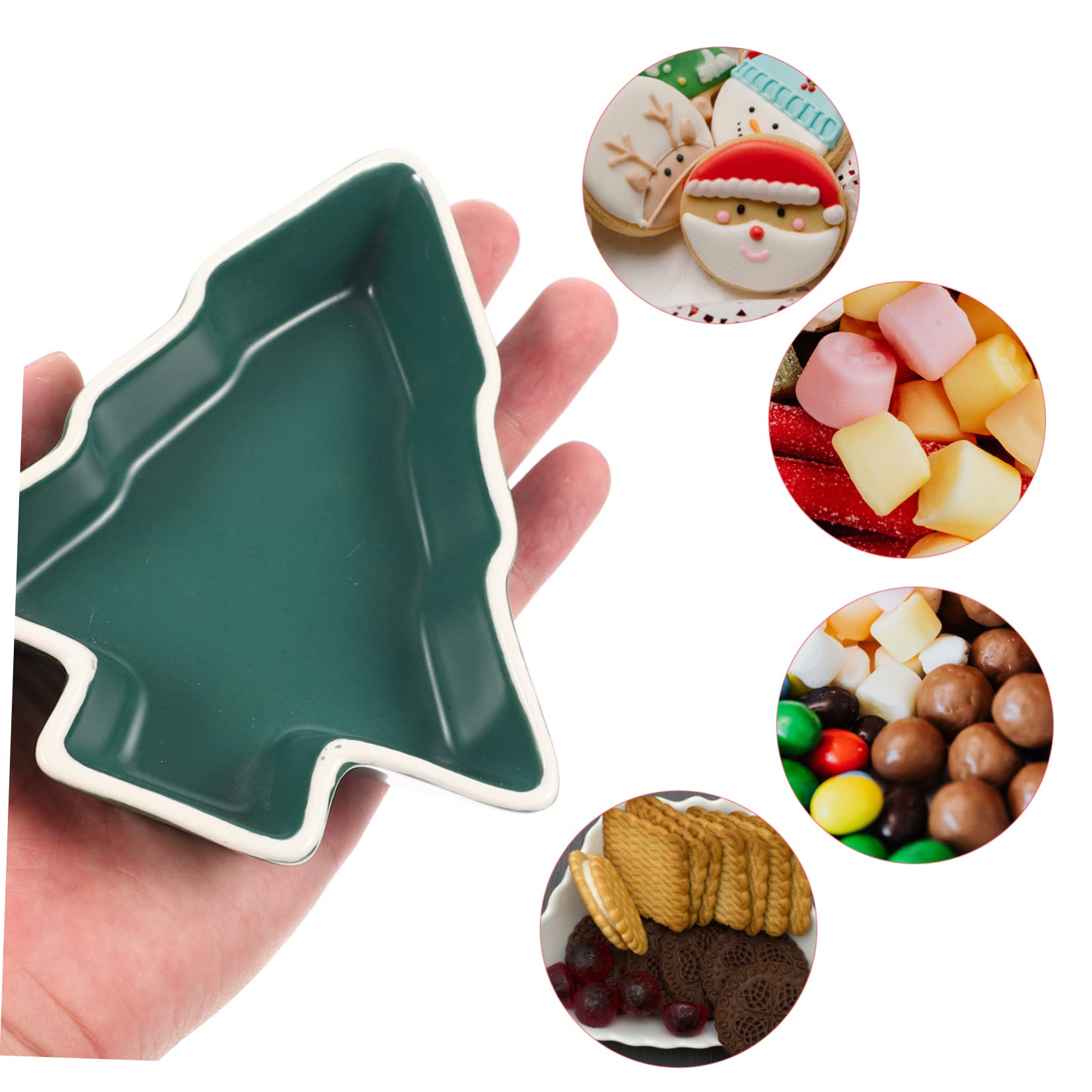 AUTSUPPL 3sets Long-lasting Christmas Tree Shapes Snack Plates Candy Trays Multi-function 2pcs*3