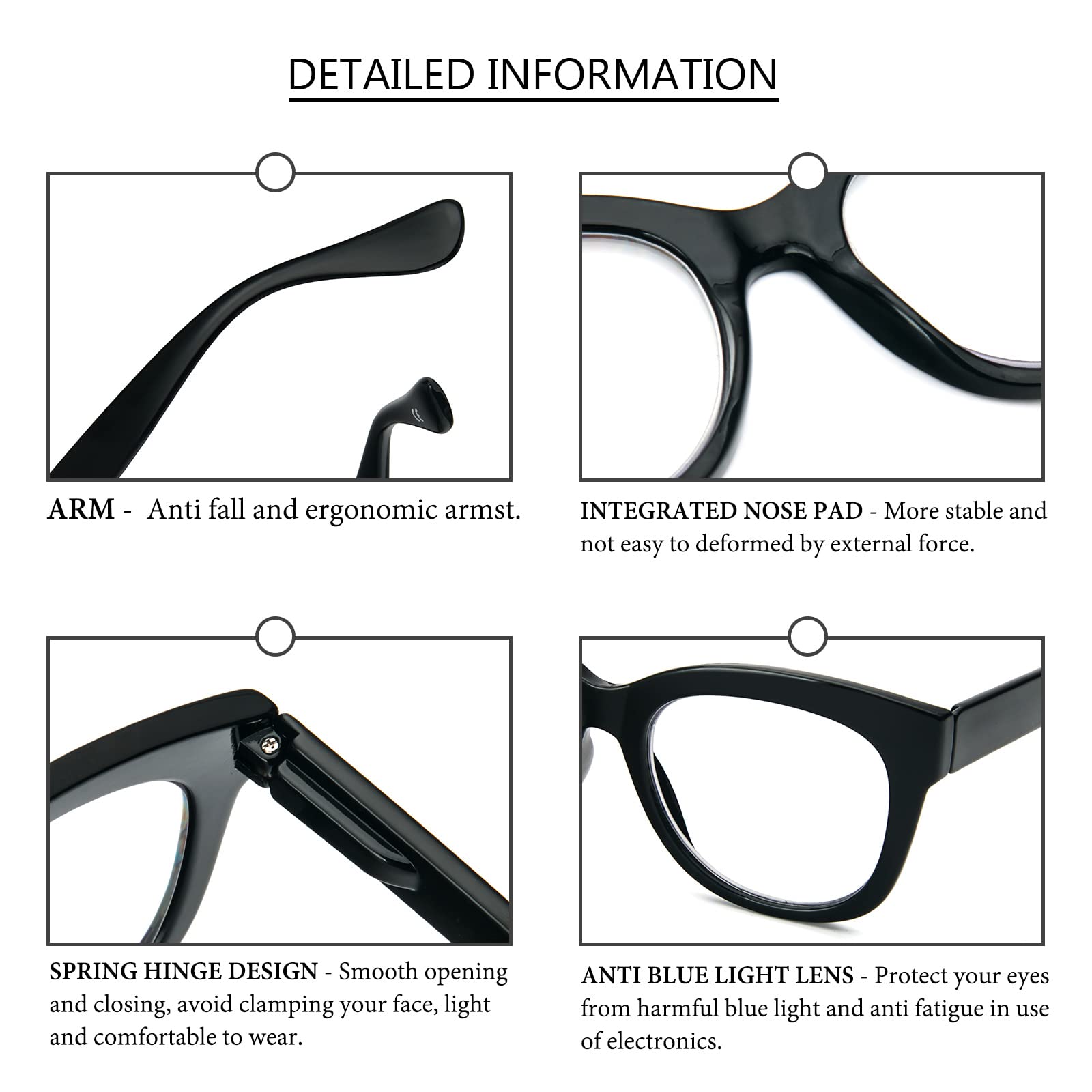 prtcslwd Oversized Reading Glasses for Women, 3 Pack Retro Blue Light Blocking Computer Readers with Spring Hinge +2.0