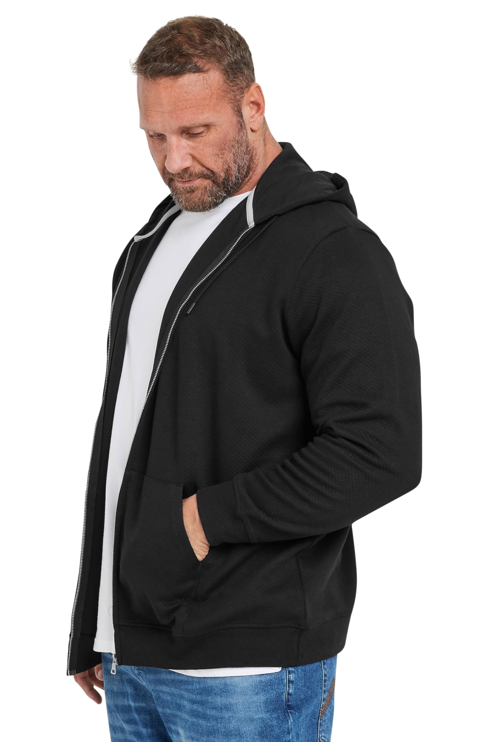 BadRhino Big & Tall Diamond Quilted Zip Thru Sweatshirt, Black, Size 5-6Xl, Men