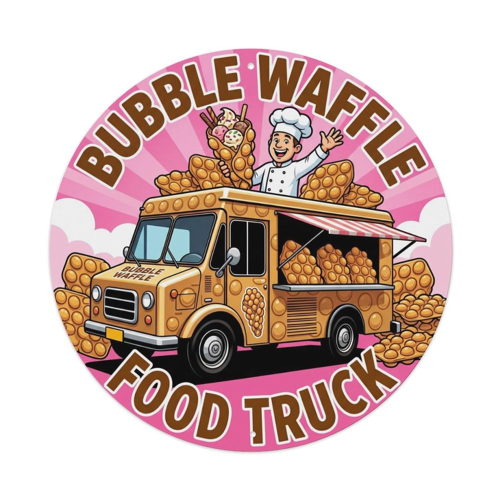China Bubble Waffle Food Truck Vintage Chef Artwork Metal Tin Sign