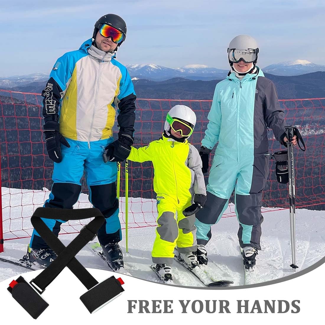 Réglable Sangle de Ski,Sangle Porte-Ski,Bandoulière de Ski,Ski Fixation,Porte-Épaules Porte Skis,pour Transporter Facilement des Skis et des Pôles