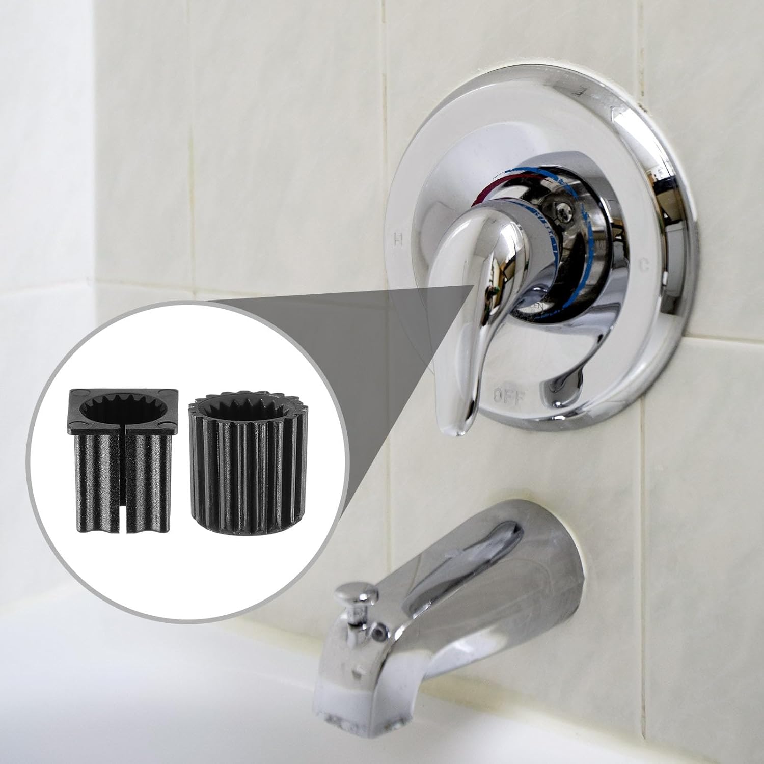 AceOrbit 12 Pcs Faucet Spline Kit Faucet Valve Spline Adapters Black Plastics Adapters Replacement Bathroom Accessories Parts for Fixes Leaks Compatible with Kohler Bathroom Tap Handles