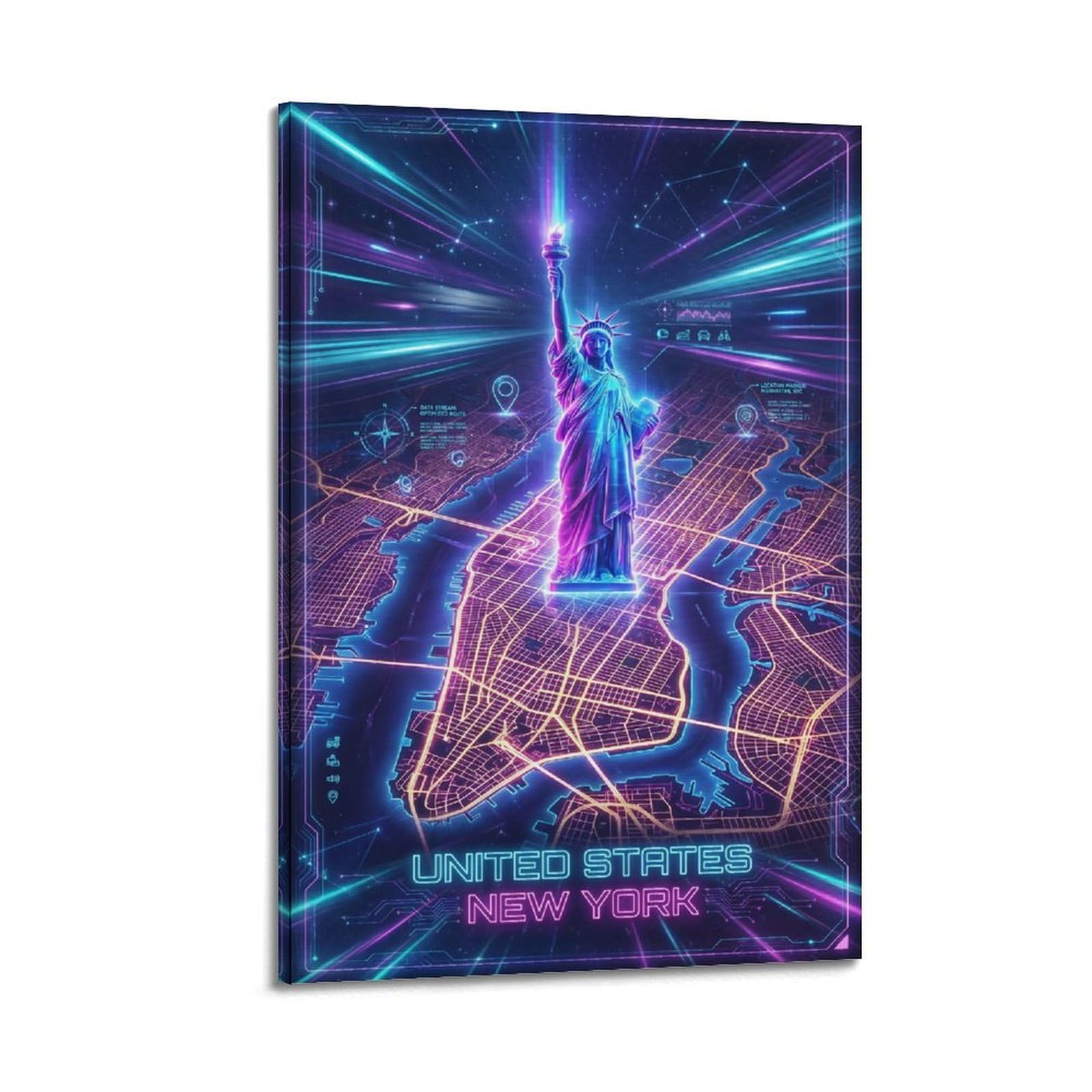 XKUGA Poster retrò con mappa al neon per la stanza dei videogiochi, con stampa moderna su tela, decorazione artistica da parete ideale per famiglia, grotta degli uomini, sala giochi, camera da letto