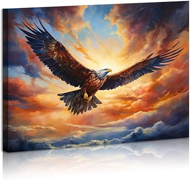Eagle Canvas Wall Art Flying Eagle Pictures Bird Wildlife Poster Aesthetic Vintage Prints for Living Room Bedroom Home Decorations Framed Ready To Hang 12x16 inches