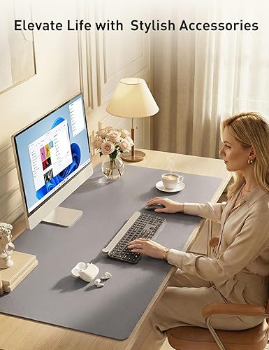 Miniatura 349 de Aothia Tapete protector de escritorio, alfombrilla para mouse, antideslizante, impermeable, de piel sintética, secante de escritorio, para Verde