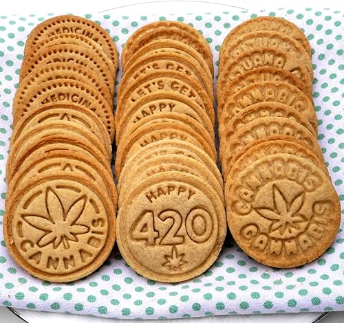 Miniatura 7 de Sellos de silicona para galletas de marihuana, cortador de galletas de acero inoxidable, mango de madera, regalo novedoso para fiestas, juego de 6