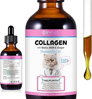 Kollagen für Katzen, Katzen Kollagen Haut und Fell Ergänzung, Juckreiz Linderung für Katzen, Tägliche Kollagen-Tropfen Unterstützt Die Gelenke und Verdauungssystem Gesundheit, 60ml product image
