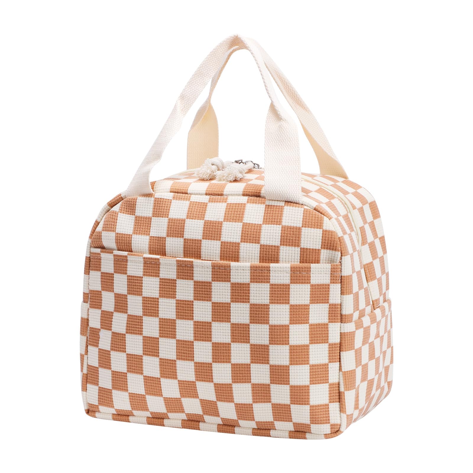Risipu Insulated Lunch Bag for Women Kids Reusable Leakproof Children's Cooler Bag Lunch Box Bags for Girls Work School BBQ Picnic (Coffee Plaid)