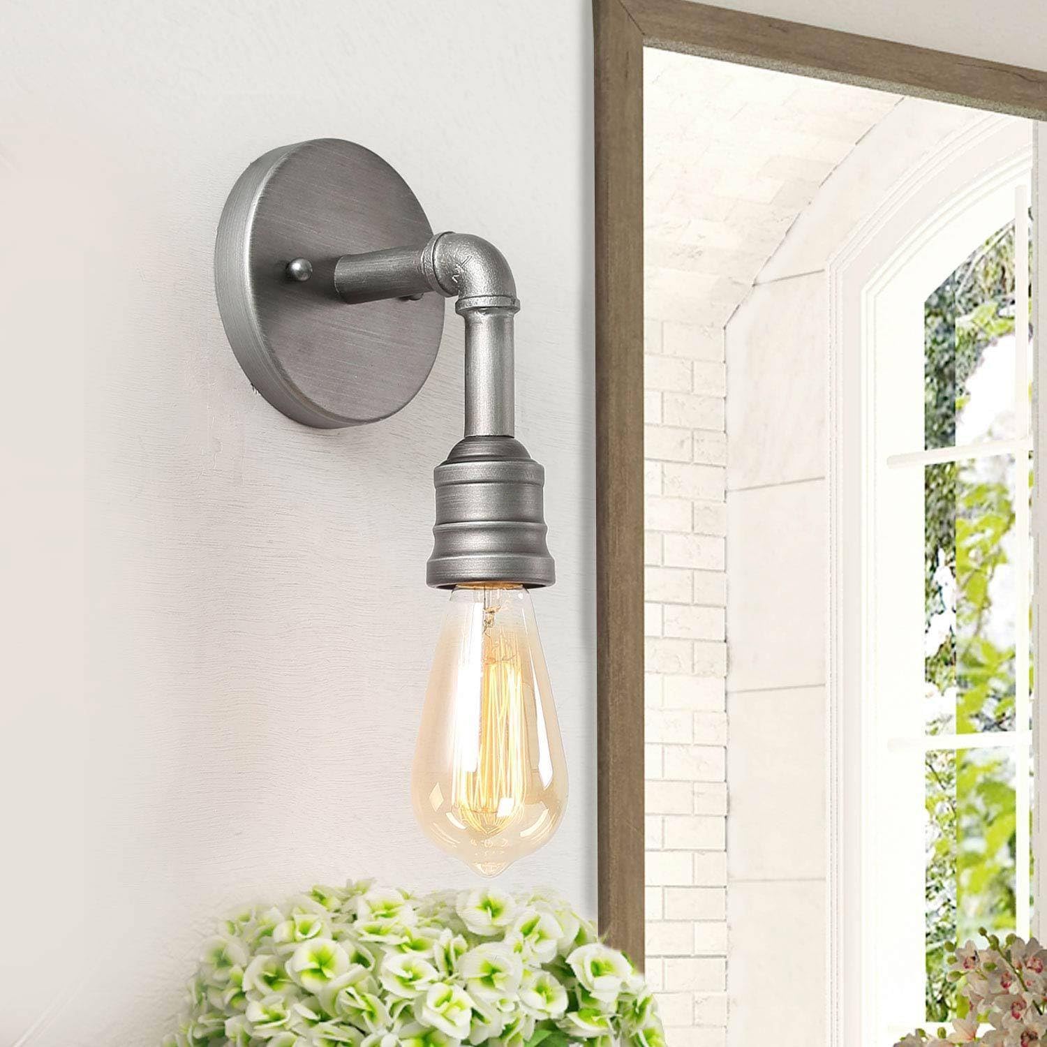 LOG BARN Sconces Wall Lighting Industrial Grey Indoor Wall Sconce Light Fixture for Bathroom Bedroom Hallway