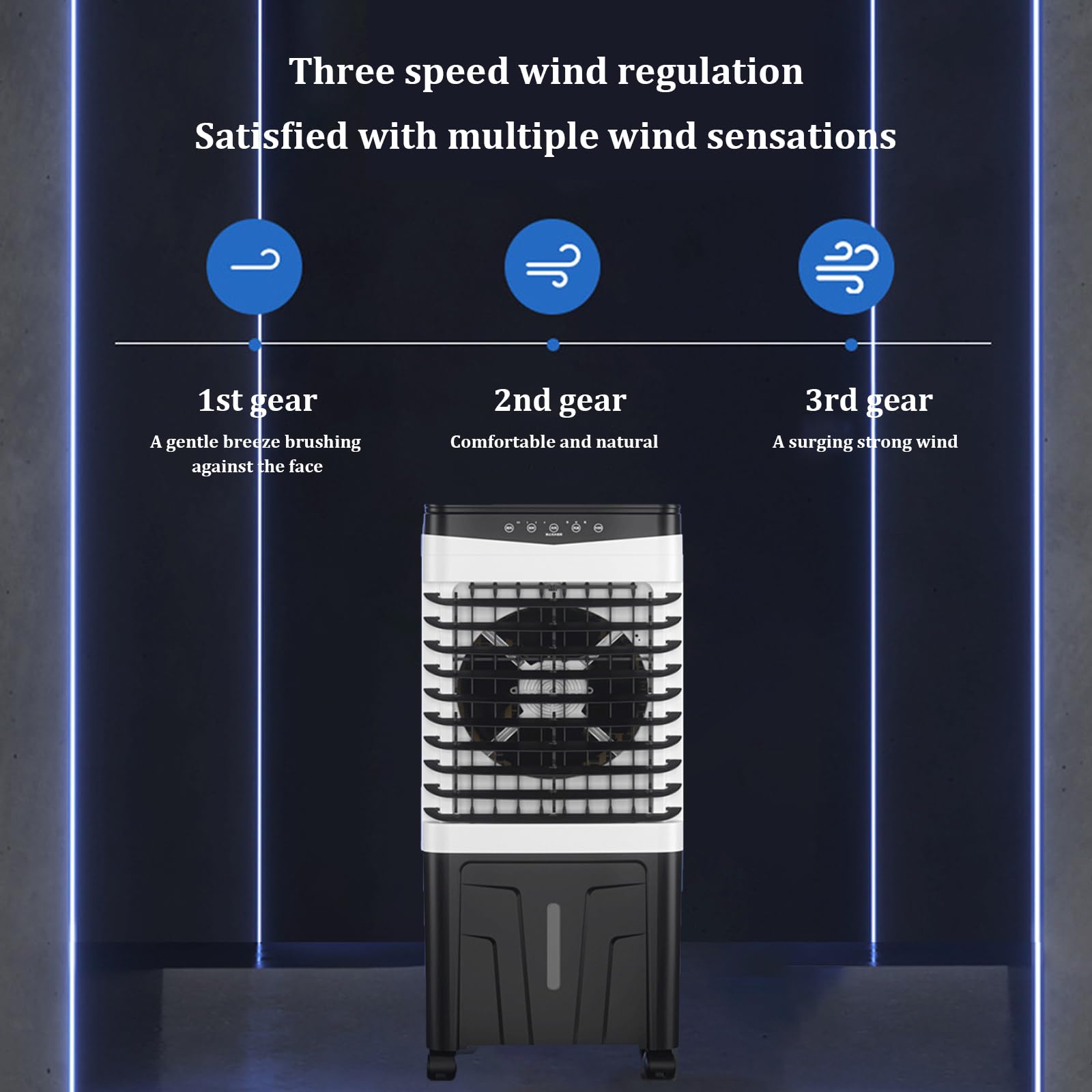 Climatiseur portable, rafraîchisseur d'air par évaporation avec minuterie 7,5 h, trois vitesses de ventilation réglables, petit climatiseur, idéal pour garage, usine, supermarché, domicile (Couleur :