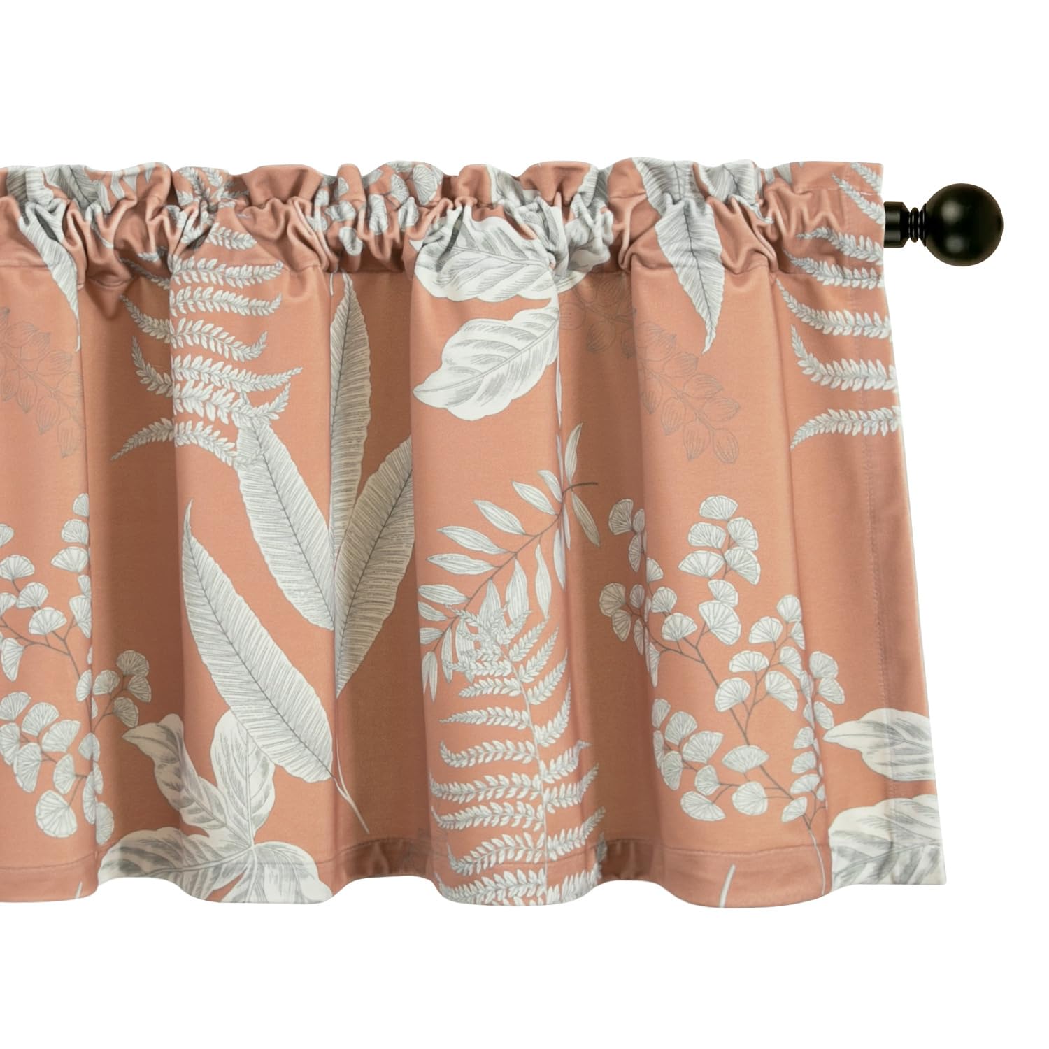 Leeva Modern Painting Style Curtain Valance, Leaves Print Velvet Drape Valance for Bedroom, Rod Pocket Small Window Treatment for Nursery 1 Panel, 18L x 52W Inches